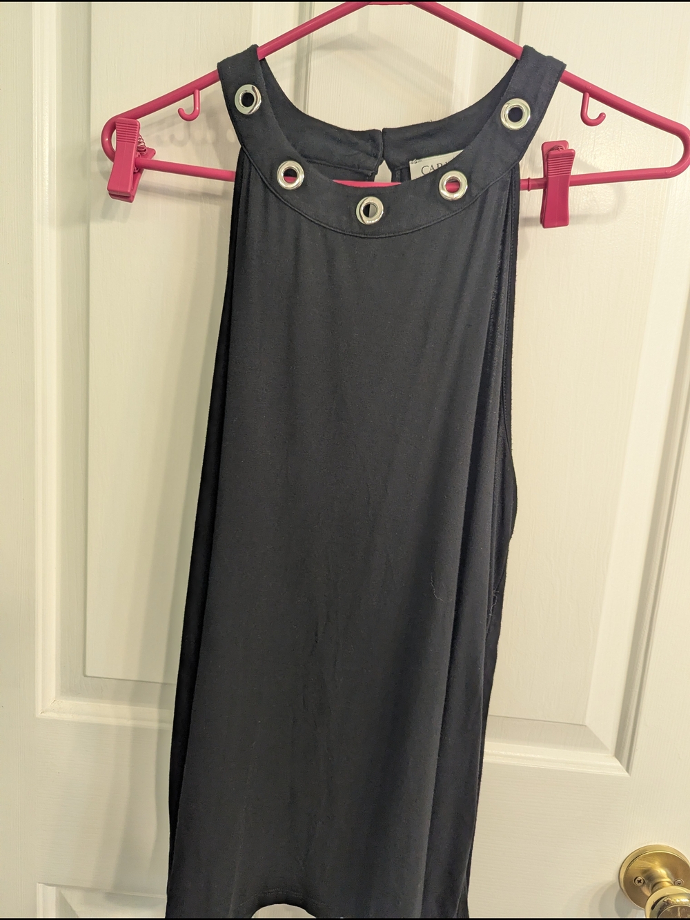 Black Eyelet Halter Tank Top